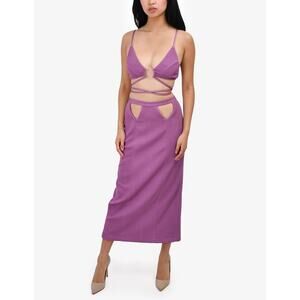 PATBO Stretch Knit Midi Skirt Women 4 Orchid Purple Pencils Cut Out Stretch NEW